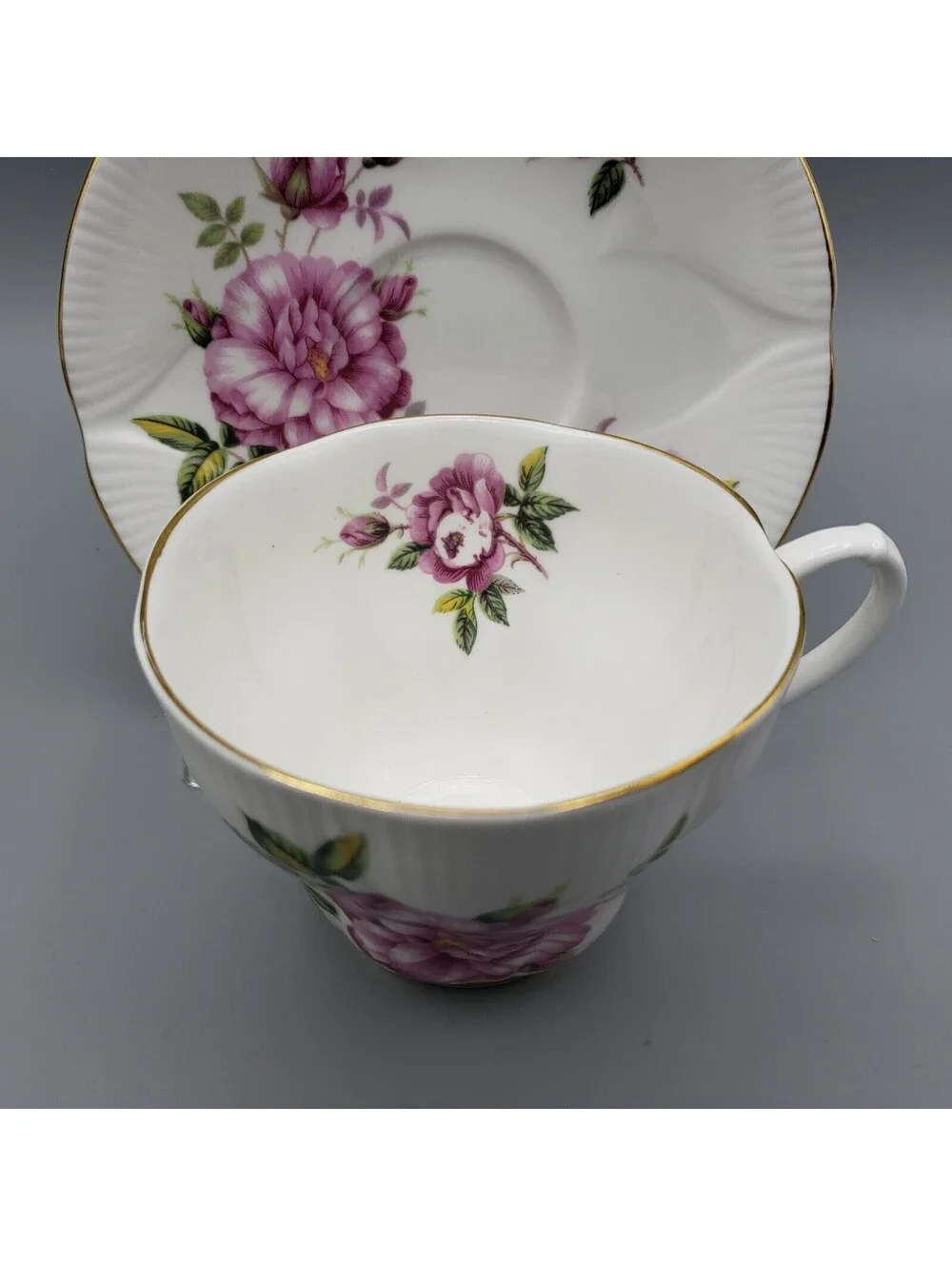 Vintage Royal Albert Teacup and Saucer Pink Old Fashion Rose Shelley Shape